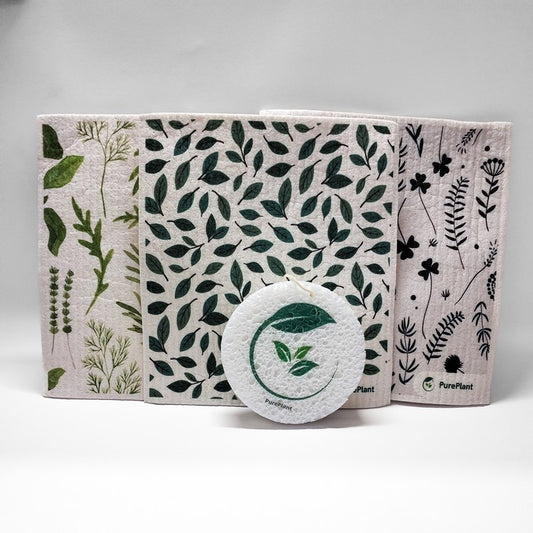 Botanical Serenity - Swedish Sponge Cloth & Cellulose Sponge Set